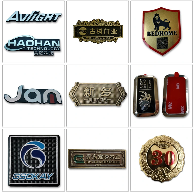 Logo Trademark Metal Sign Screen Printed Stainless Steel Nameplate for Furniture Clothing