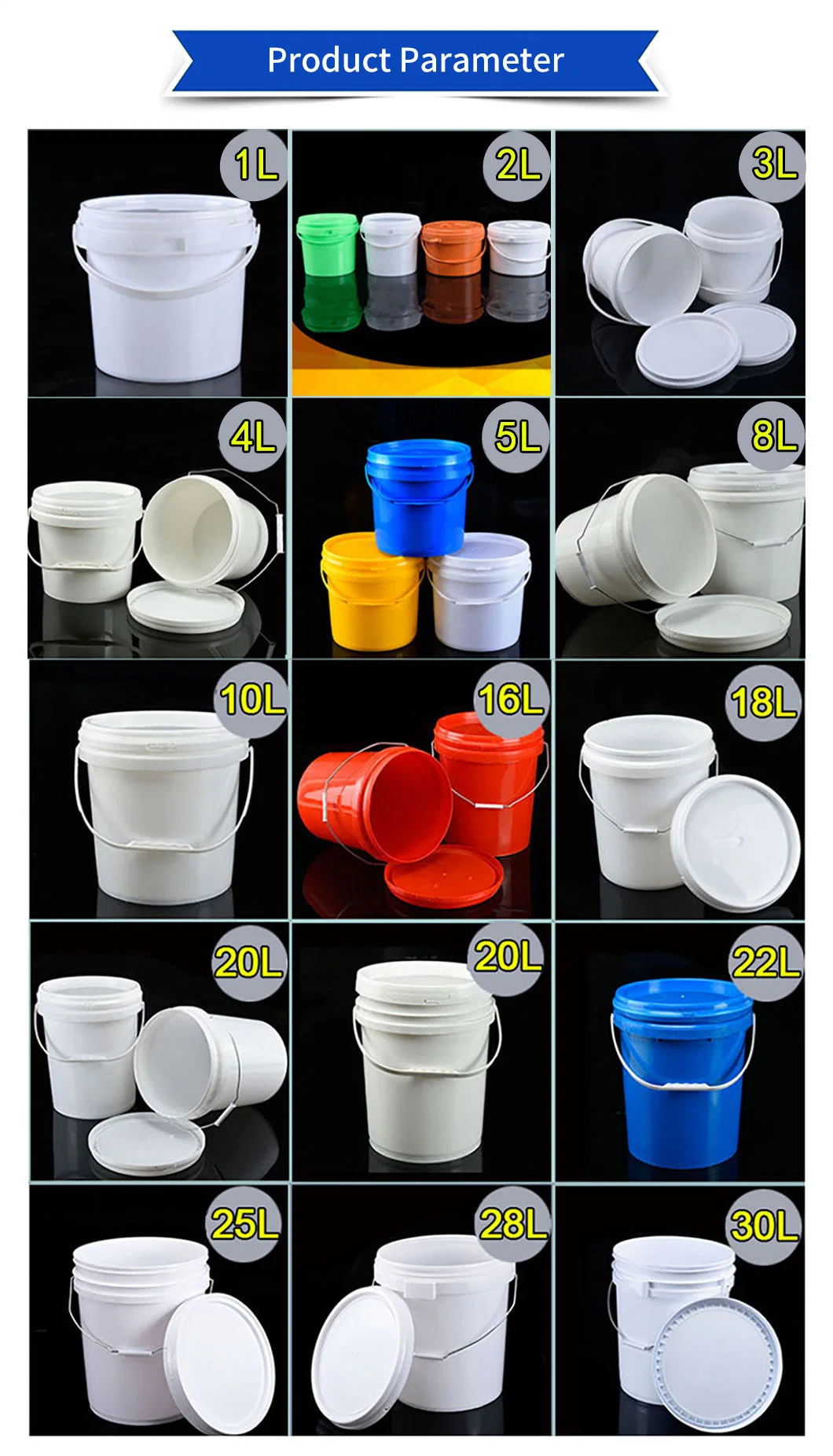 Custom Iml Plastic 1L Detergent Powder Washing Chemical Packaging Bucket Container with Handle Lid