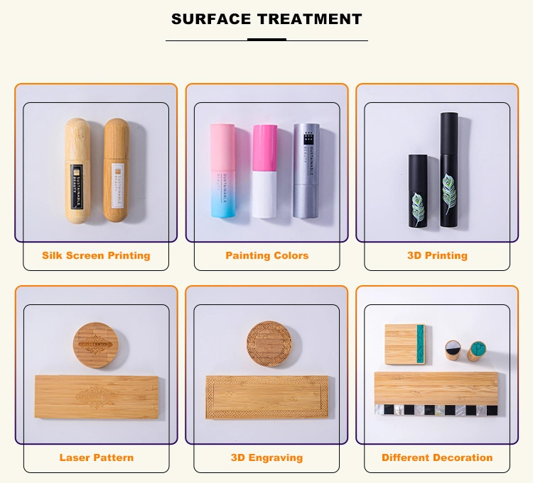 Luxury Round Empty Wooden &amp; Bamboo Packaging Shell Lipstick Tube Container