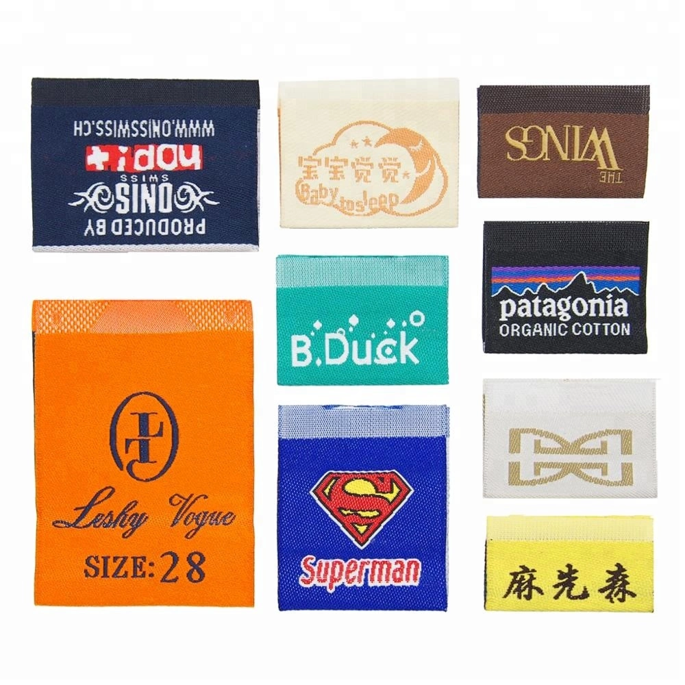 Shanghai Manufacturer Custom Printing Logo Fabric Clothing Sewing Tags Woven Clothes Label for T-Shirt