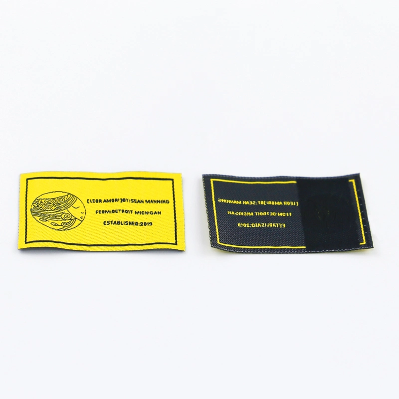 Manufacturer Supply Garment Accessories 75D Polyester Yellow Woven Label