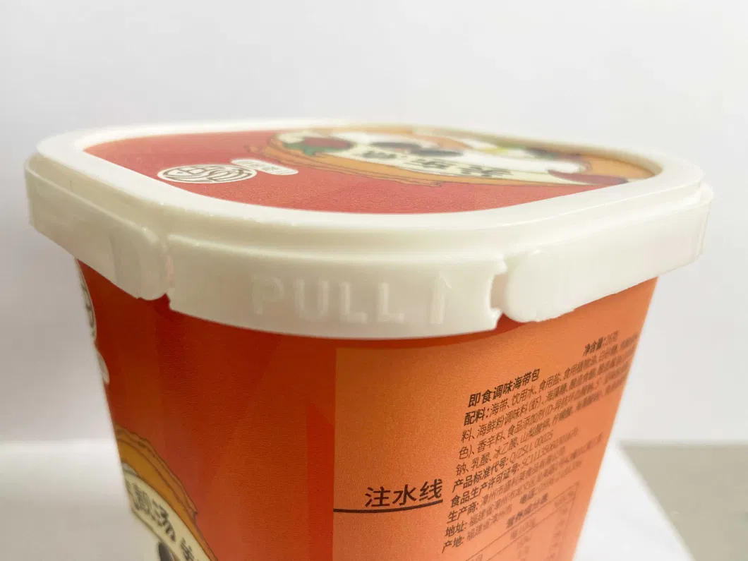 Custom Recyclable in Mold Labeling 580ml PP Plastic Instant Noodles Iml Food Container with Lid