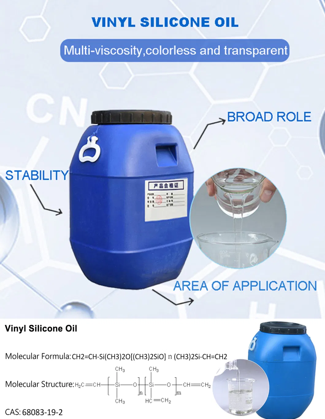 Factory Supply Rubber Material Vinyl Silicone Oil Chemical Raw Materials CAS 68083-19-2