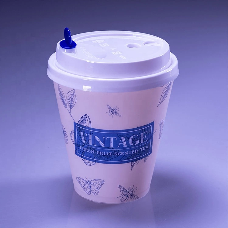 Wholesale Recyclable Anti-Counterfeiting Custom Logo Iml Round 320ml Disposable Plastic Drinking Cups with Lid