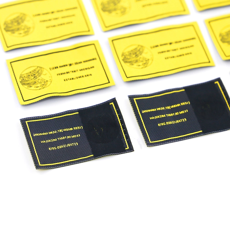Manufacturer Supply Garment Accessories 75D Polyester Yellow Woven Label