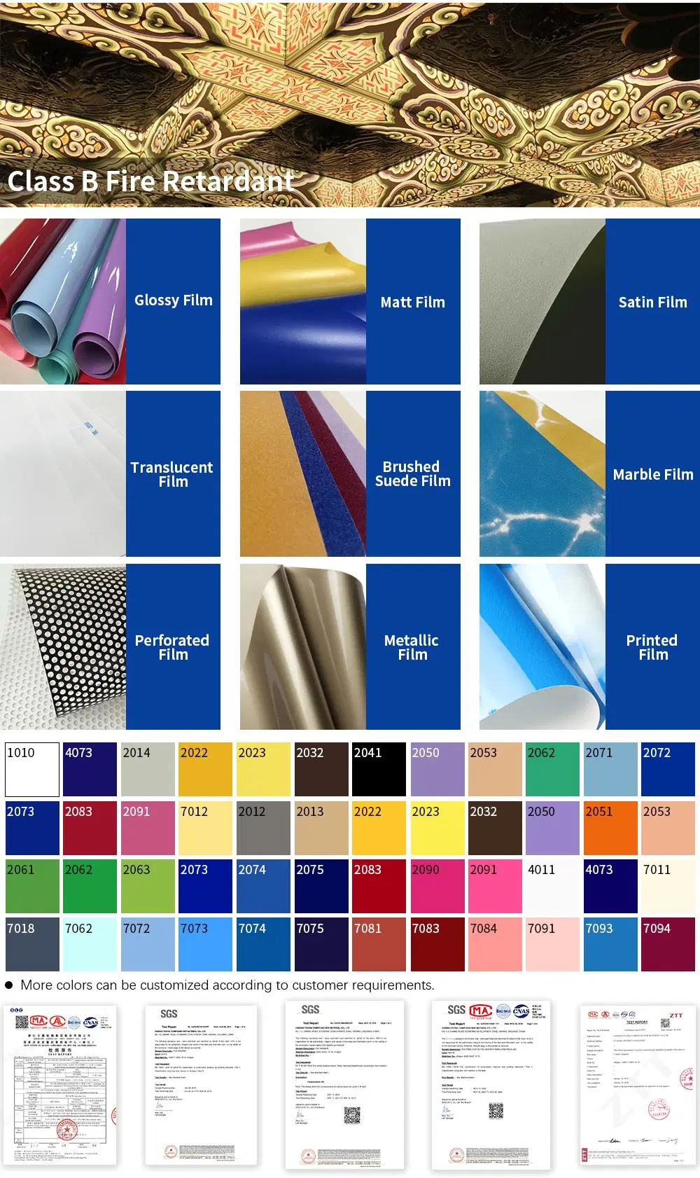 China Supplier Sales Interior Decoration PVC Ceiling Film Factory in China