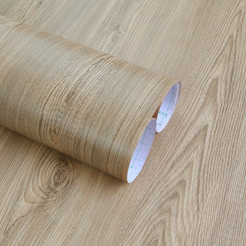 Thickened Wood Grain Wallpaper Self-Adhesive Large Roll Imitation Wood Paper Wardrobe Door Waterproof Furniture Renovation Sticker