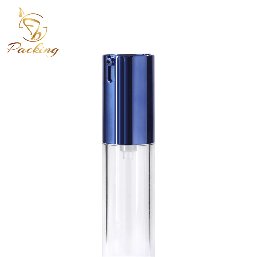 Luxury Customized Aluminum Blue Pump Airless Bottles Cosmetic Packaging 10ml 15ml 30ml