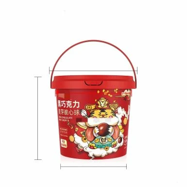 Iml Plastic Hard Chocolate Container Cookie Bucket with Handle Tamper Evident Lid
