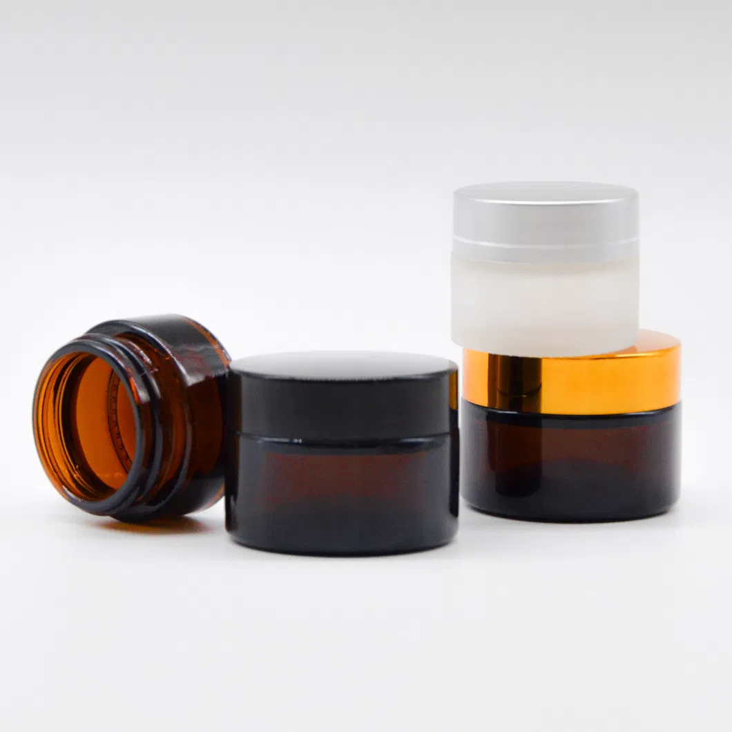 Facial Cream Skincare Container Packaging Amber Clear Frosted 5g 10g 15g with Aluminium Screw Lid Plastic Cover Small Cream Jar