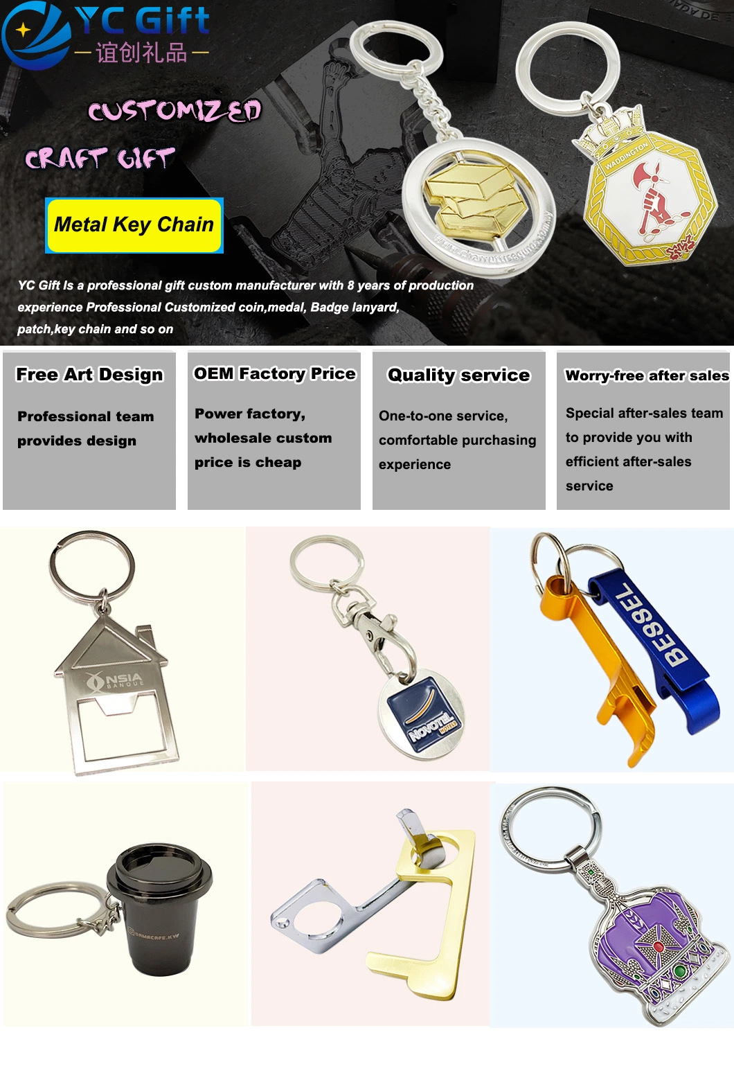 Hot Bottle Opener Coin Holder Promotional Items Custom Key Chain Metal Articles Decoration