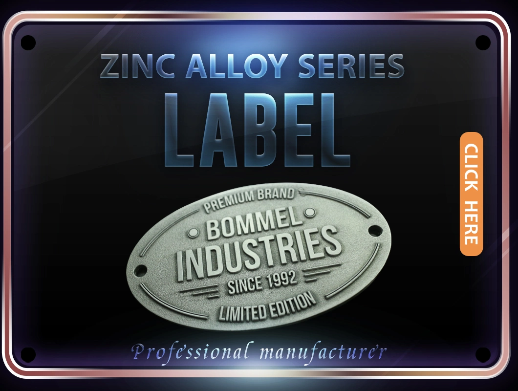 Manufacture Custom Debossed Painted Logo Zinc Alloy Metal Nameplates Plate Label