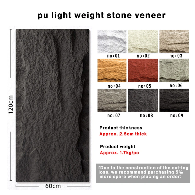 PU Stone Wall Panel Mushroom Stone Faux Brick 3D Decoration Polyurethane