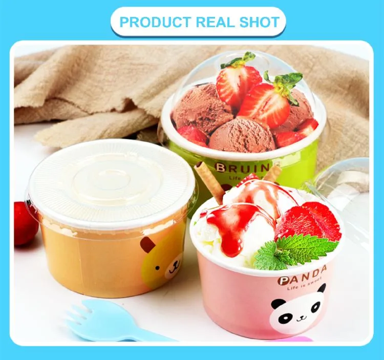 OEM Wholesale 4oz 100ml Custom Plastic Iml Cup Ice Cream Cups with Lid and Spoon