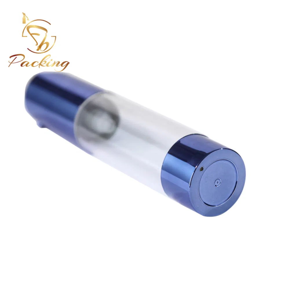 Customized Aluminum Blue Pump Airless Bottles Cosmetic Packaging 15ml 30ml