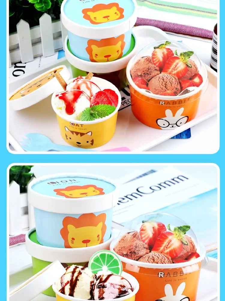 OEM Wholesale 4oz 100ml Custom Plastic Iml Cup Ice Cream Cups with Lid and Spoon