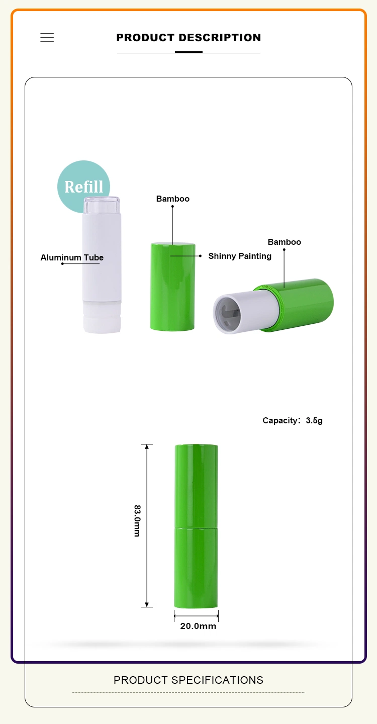 Bamboo Wood Paper Cardboard Plastic PCR Aluminium Ceramic PLA PCR Marble Brass Lipbalm Lip Stick Tube Package