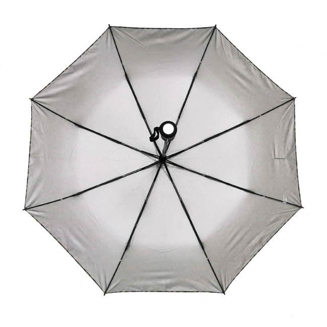 Stock DOT Printing Silver UV Coated Fashion 3 Folding Automatic Open Sun Rain Umbrella for Summer