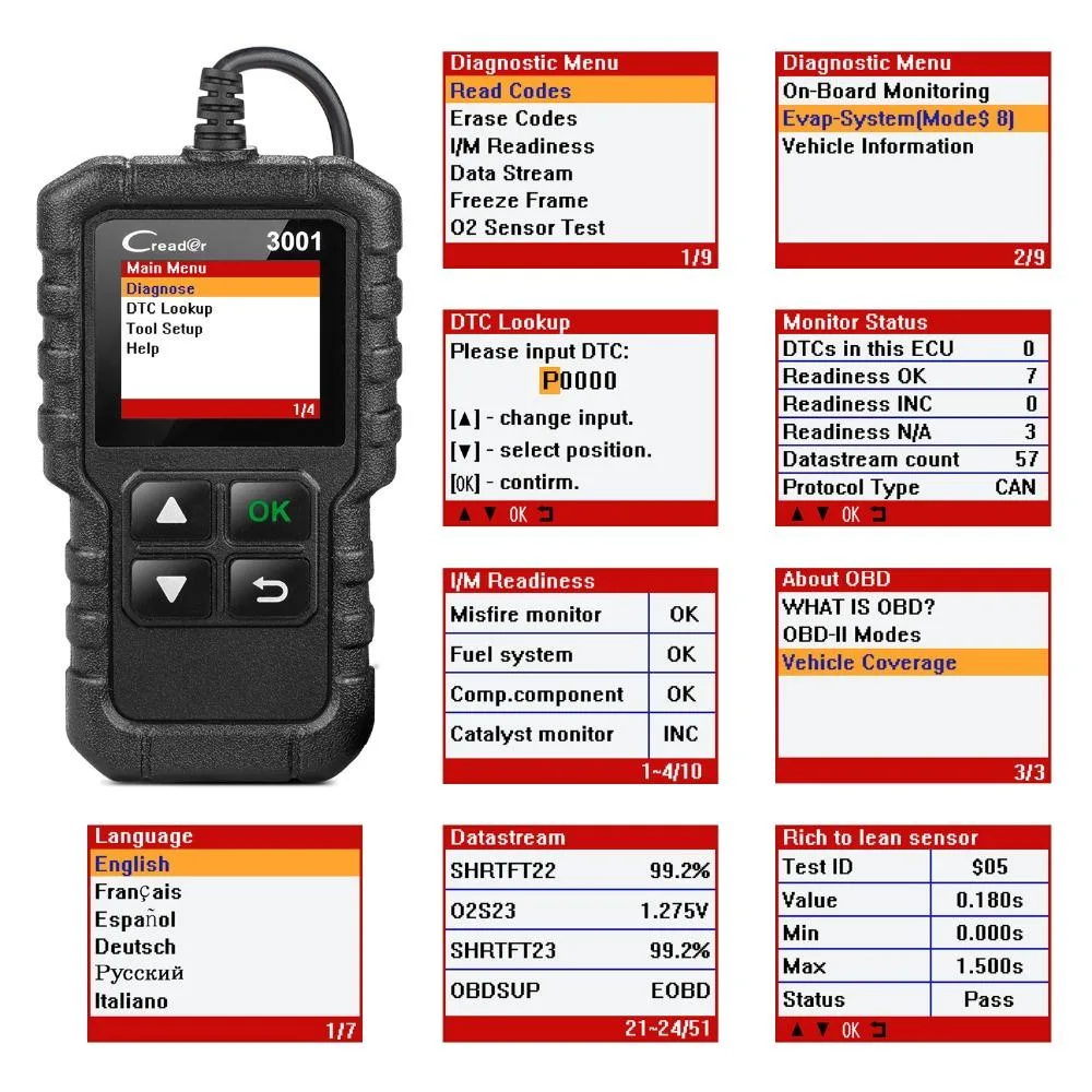 Launch X431 Cr3001 with Multi-Language Code Diagnostic Scanner OBD2 Diagnostic Tool