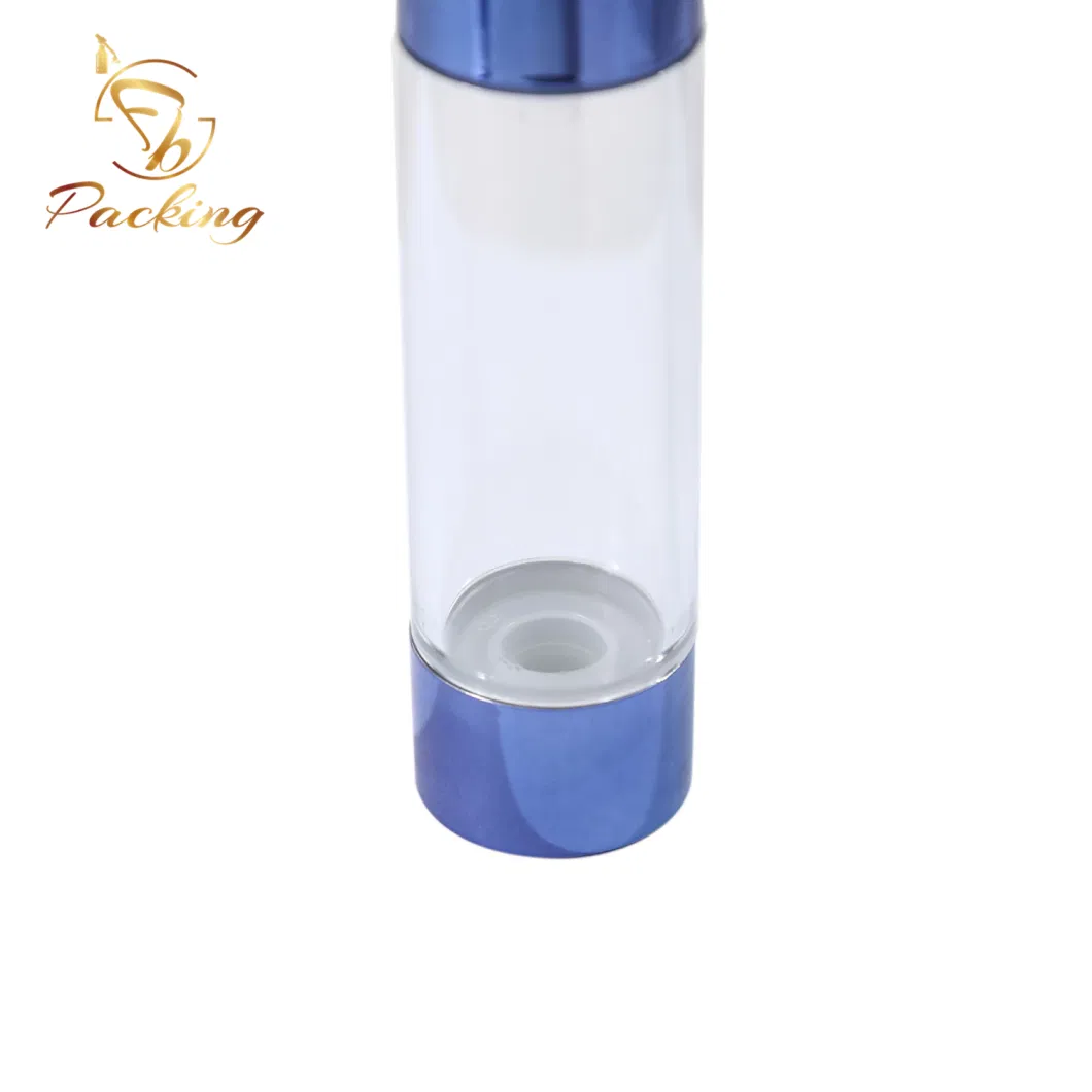 Luxury Customized Aluminum Blue Pump Airless Bottles Cosmetic Packaging 10ml 15ml 30ml