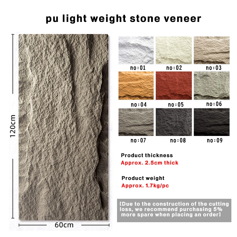 PU Stone Wall Panel Mushroom Stone Faux Brick 3D Decoration Polyurethane