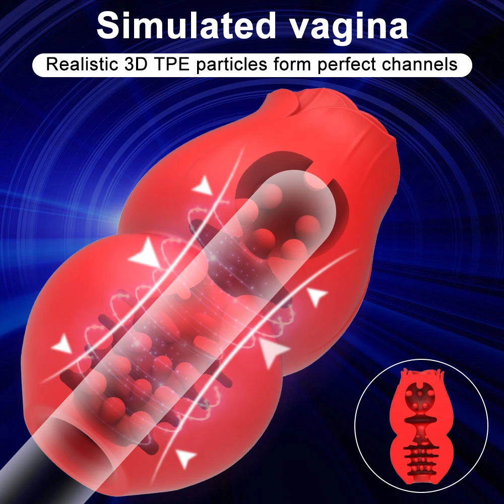 2023 Rose Masturbation Cup Heating Sexy Mold Male Masturbation Clip Suction