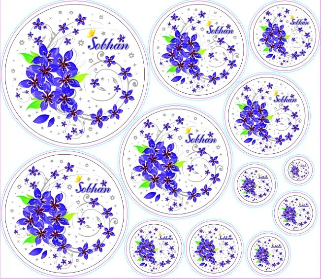 Round Shape Cartoon fruit Flower Design Iml, in Mold Label