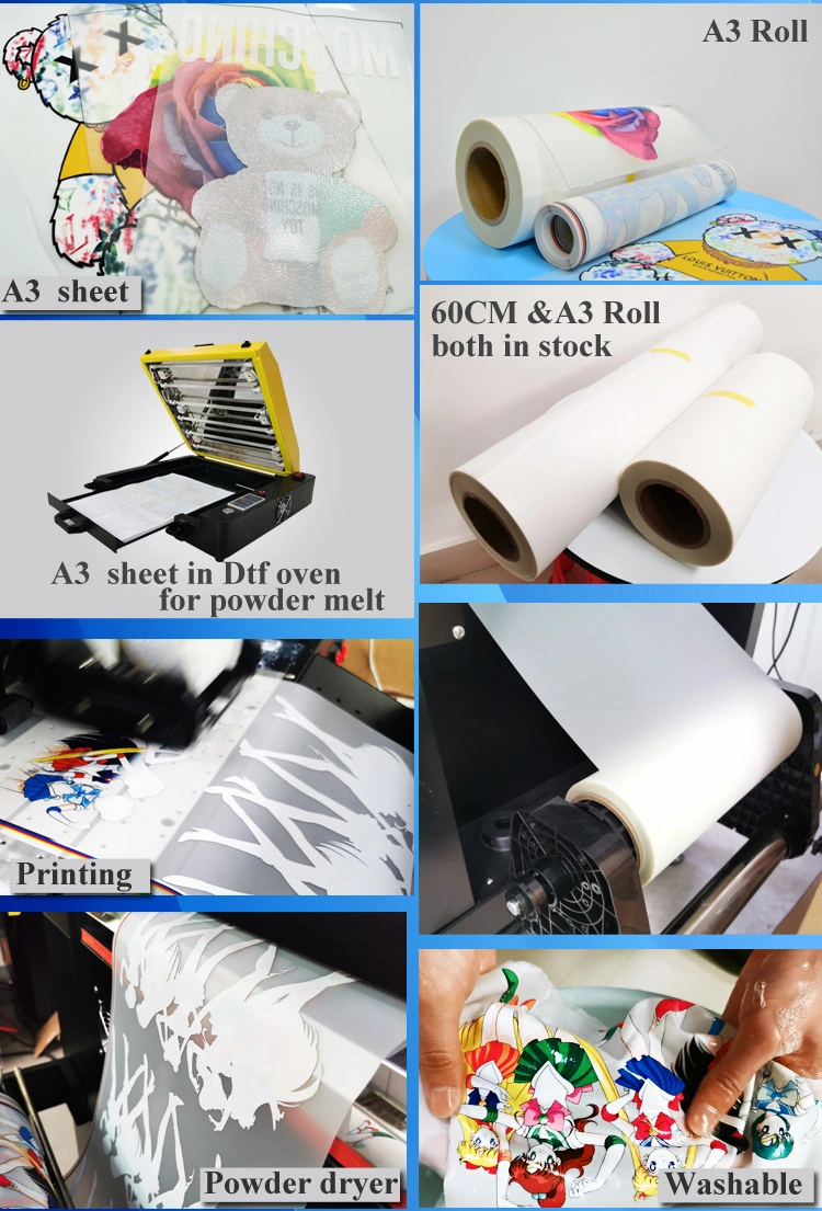 30cm 60cm Dtf Heat Transfer Printing Film Roll Cold Peel Pet Transfer Film for Dtf Printer