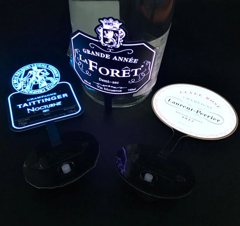 2024 New Mold Wine Label Customized Bottle Sticker Glow Label EL Bottle Sticker Label