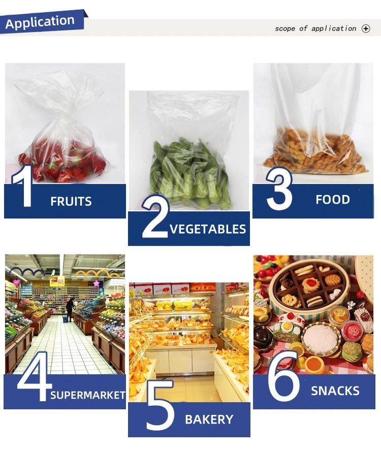 Wholesale Low Price Durable Transparent Flat Food Plastic Packaging PE Shopping Bags