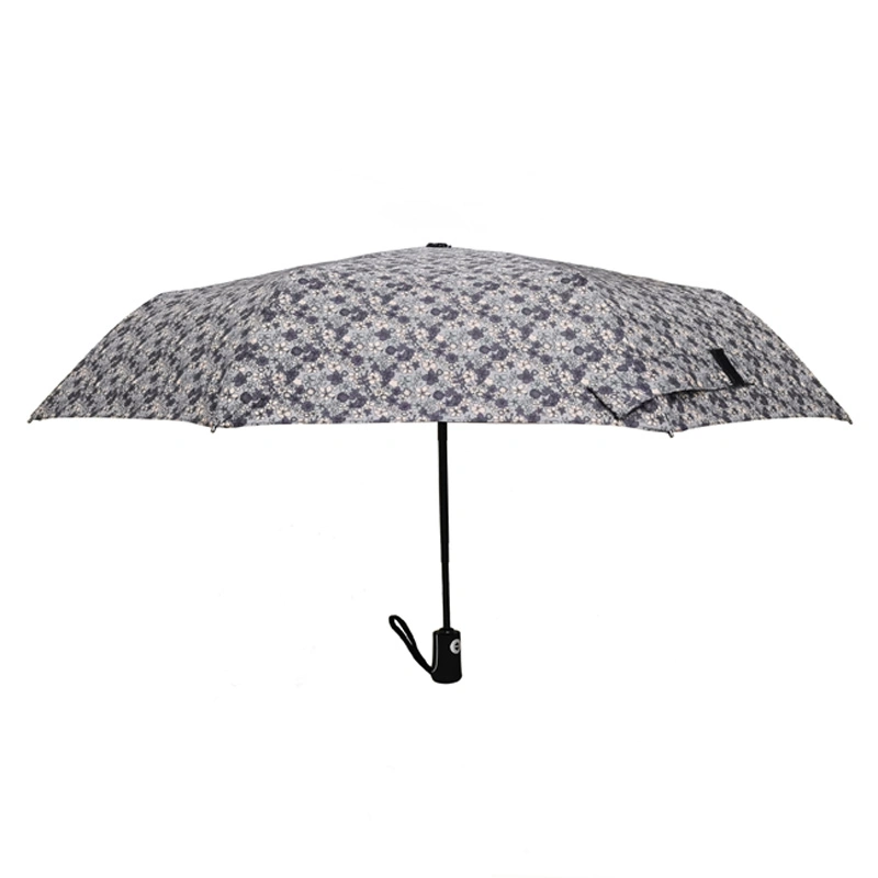 Stock DOT Printing Silver UV Coated Fashion 3 Folding Automatic Open Sun Rain Umbrella for Summer