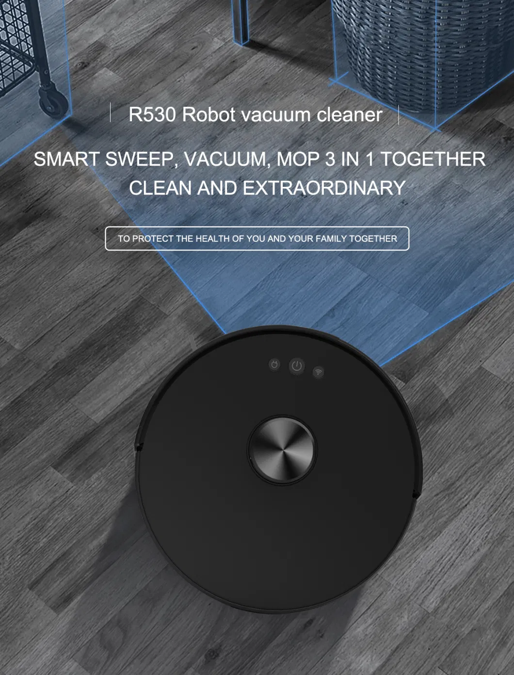 R530 Laser Robot Vacuum Cleaner 2000PA Suction Cleaning Robot