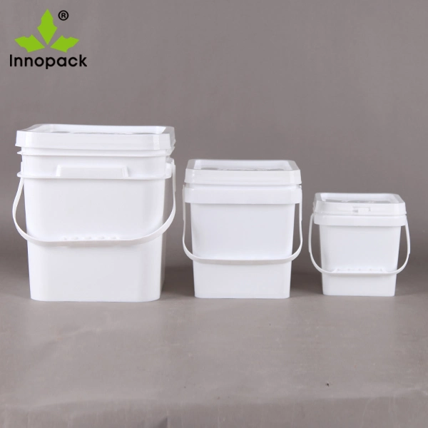 10L 15L 20L White Square Plastic Paint Barrels/Pails/Buckets, Plastic Bucket for Paint