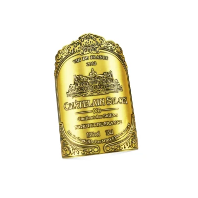  Bottiglia di vino standard rossa con stampa personalizzata in metallo color oro Etichetta