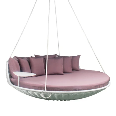 Patio tempo libero Mobili in vimini Hanging Round Swing Day Bed Rattan Mobili per esterni