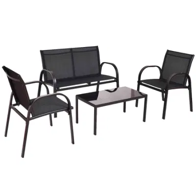 Set di mobili da Giardino per esterni 3PZ sedia Textilene con caffè Sqaure Tabella
