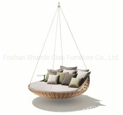 Patio tempo libero Mobili in vimini Hanging Round Swing Day Bed Rattan Mobili per esterni