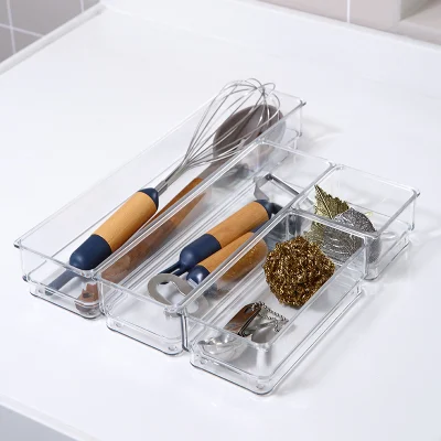  Contenitore per utensili in plastica cassetti per alimenti vaschetta espandibile piatti da cucina Organizer per cassetti di conservazione