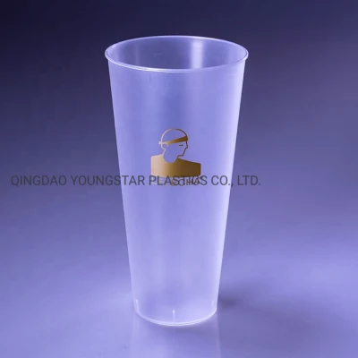 Produttore OEM Eco friendly Custom Logo Iml rotondo 700 ml monouso Bicchiere per succo di plastica con coperchio contenitore in plastica