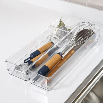  3 PZ combinazioni multiple vassoio di stoccaggio utensili da banco in plastica trasparente Organizer per cassetti per cucina