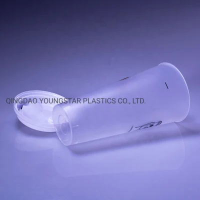 Produttore OEM Eco friendly Custom Logo Iml rotondo 700 ml monouso Bicchiere per succo di plastica con coperchio contenitore in plastica
