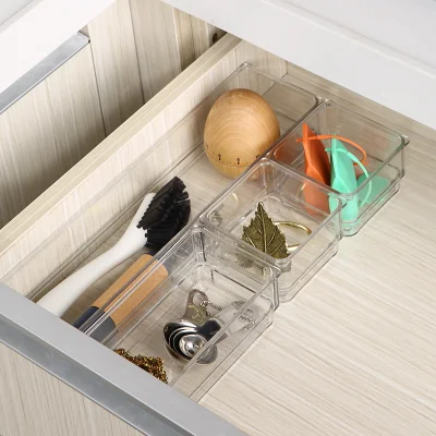 4 CONTENITORI multifunzione impilabili per animali domestici, vassoio di stoccaggio cucina in plastica Organizer per cassetti