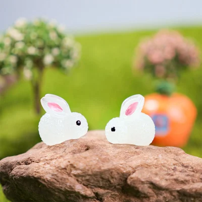  10PZ Mini Rabbit luminoso Micro ornamenti decorazione in miniatura animale in vasetto Accessori per il mondo Micro Home Lepre decoration