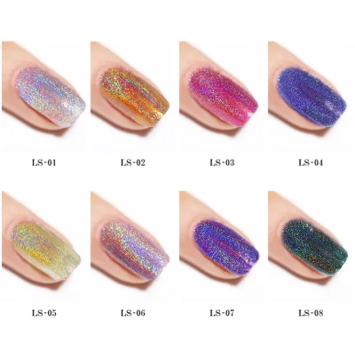  Commercio all&prime;ingrosso 7 ml 8 colori vernice lunga durata gel di chiodo Prodotti laser per la lucidatura delle chiodi