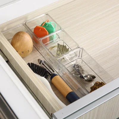 4 CONTENITORI multifunzione impilabili per animali domestici, vassoio di stoccaggio cucina in plastica Organizer per cassetti