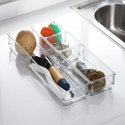 4 CONTENITORI multifunzione impilabili per animali domestici, vassoio di stoccaggio cucina in plastica Organizer per cassetti