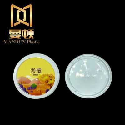 Mandun PP in Mold Label Plastic Cup yogurt gelato congelato Contenitori per crema tazza monouso Sweet Food con coperchio Iml