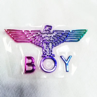  OEM ODM TPU TPU in metallo lucido colorato speciale etichette Emosed calore Trasferimento del ferro sui badge trasferimento della saldatura 3D