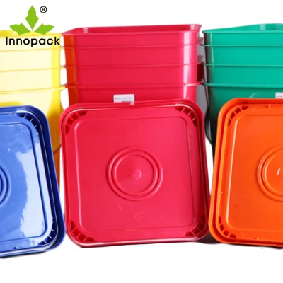 Secchio quadrato in plastica da 20 litri con coperchio per verniciatura colorata grossista