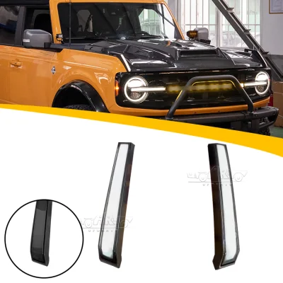  Esempio di personalizzazione nero lucido con lampada frontale cofano motore Rivestimento del coperchio per Ford Bronco 2021+